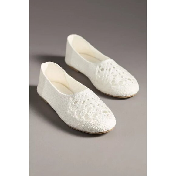 Coconuts by Matisse White Crochet Flats 10 - Picture 1 of 2